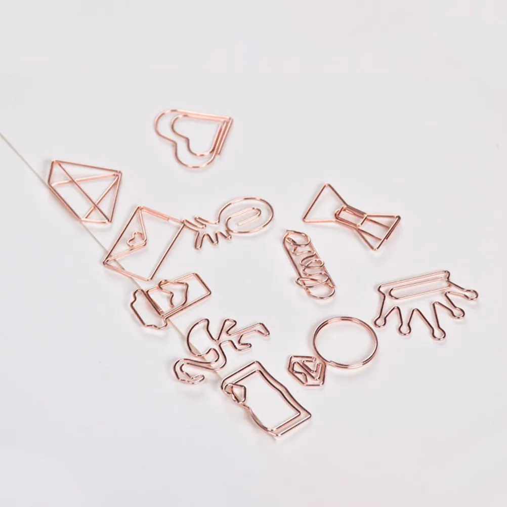24Pcs 로즈 골드 종이 클립 사무실 학교 용품을위한 커피 컵 모양의 금속 클립 북마크 메모장 달력 마커