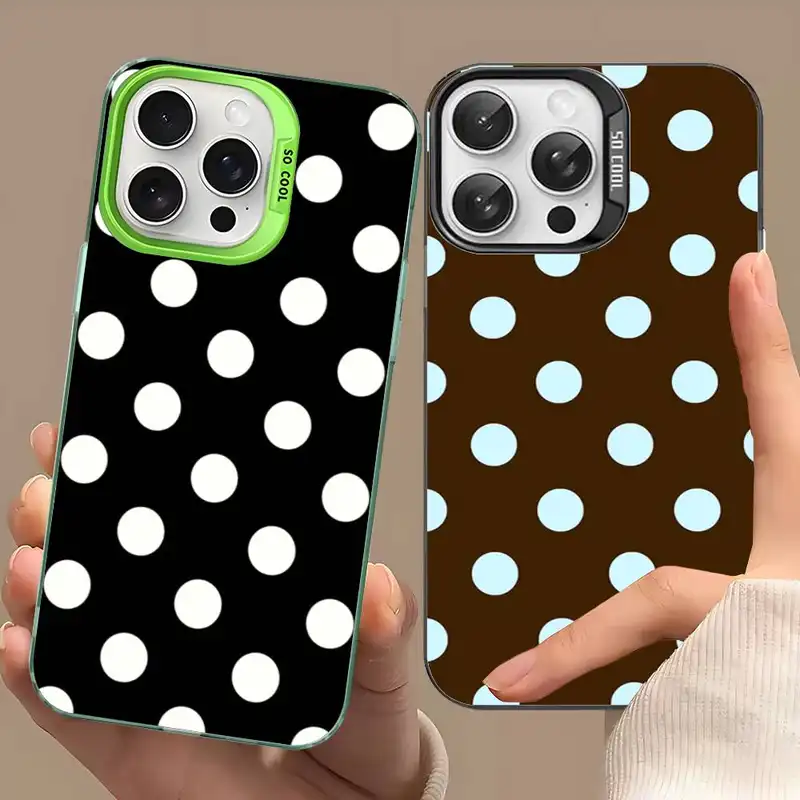 Simple Black White Polka Dot Phone Case For iPhone 16 15 14 13 12 11 Pro Max 17 Plus Colorful Cover - Image 5