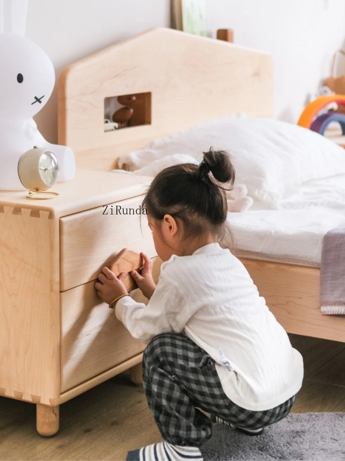 1All solid wood cottage children's bedside table bedroom bedside storage small cabinet