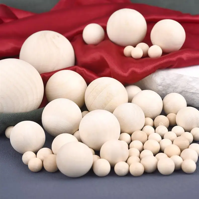 Description Picture 4 of item2-100pcs 10-50mm Natural Wooden Ball Without Hole Round Wooden Solid Wood Handmade DIY For Jewelry Making Carving Paitning Craft