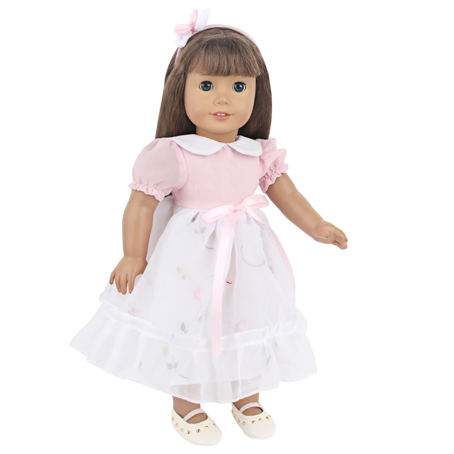 핑크 색상 큰 활 매듭 인형 원피스, 43cm 용,  인형, 귀여운 우아한 치마, 18 인치 미국 및 Og, 러시아 소녀 인형