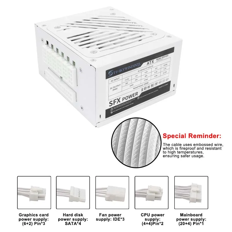 PC 게임 데스크톱 소형 ITX 케이스 작은 컴퓨터 케이스를 위한 SFX 500W 600W 전원 공급 완전히 모듈 활성 PFC 20+ 4Pin 전원 소스