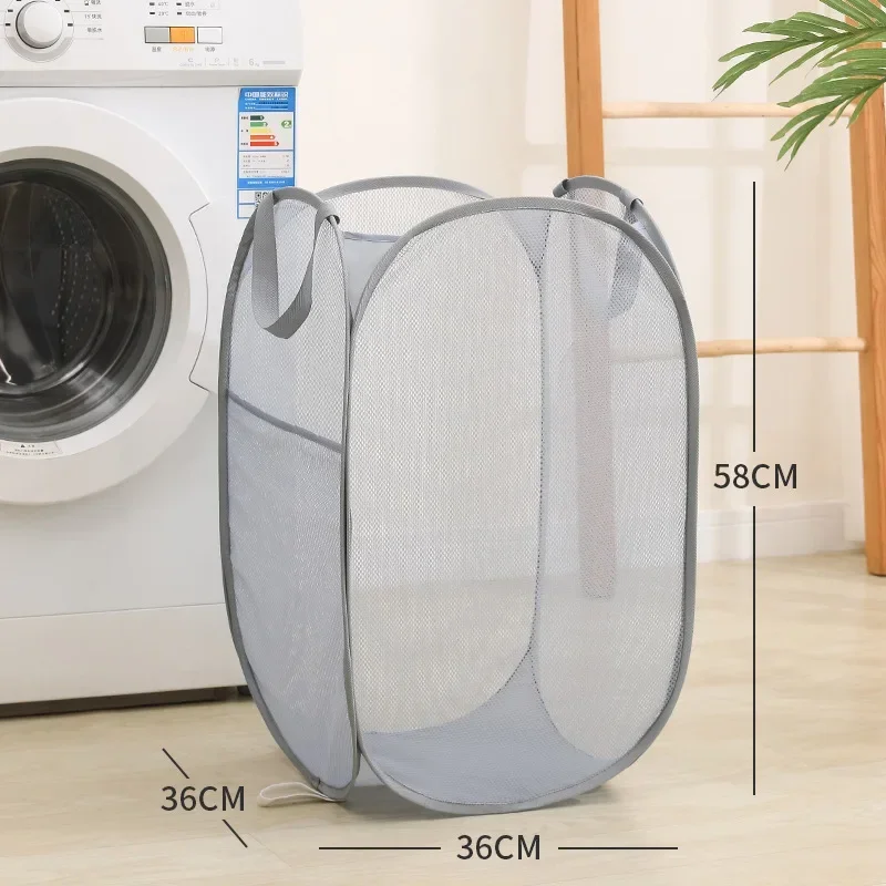 Description Picture 3 of itemHorizontal Foldable Laundry Basket Mesh Cloth Breathable Laundrys Hamper Large Capacity Storage Baskets Home Accessories