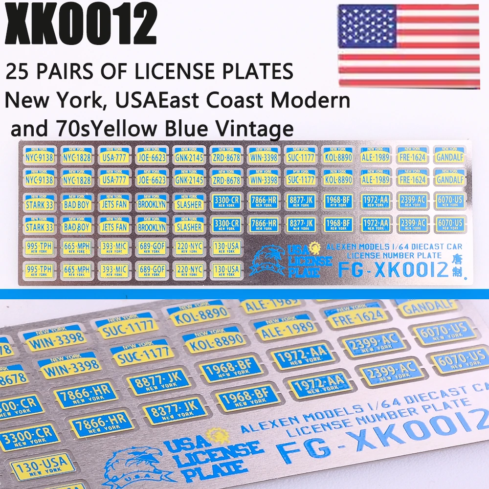ミニカー 1/18 License Plate Sheet NewYork 1/18 scale model car assorted USA New Jersey license plates