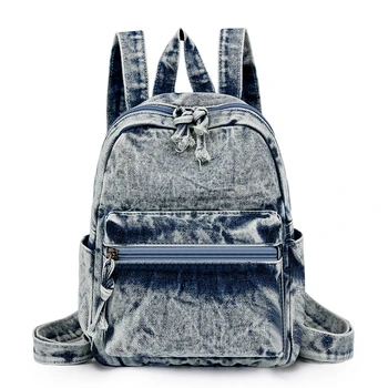 Zaini in Denim lavato piccola tela per il tempo libero o borse da viaggio pacchetti da donna moda stile Preppy zaini piccoli borse per libri di stoffa