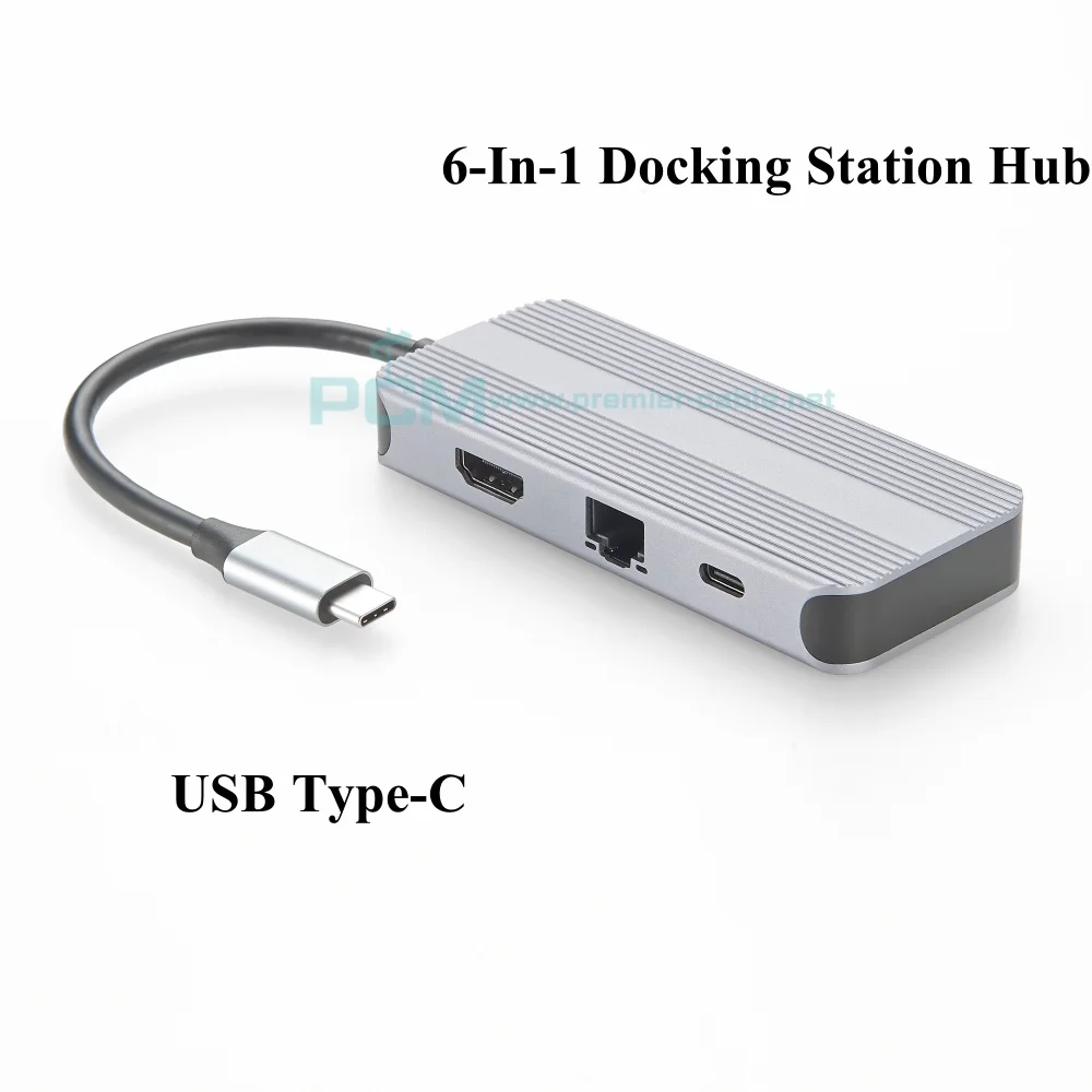 USB Type-C 6-Port Mini Docking Station, USB-C to 4K@30Hz HDMI Adapter Hub with 60W Power Delivery, RJ45 Ethernet, 3 USB 3.0 Port