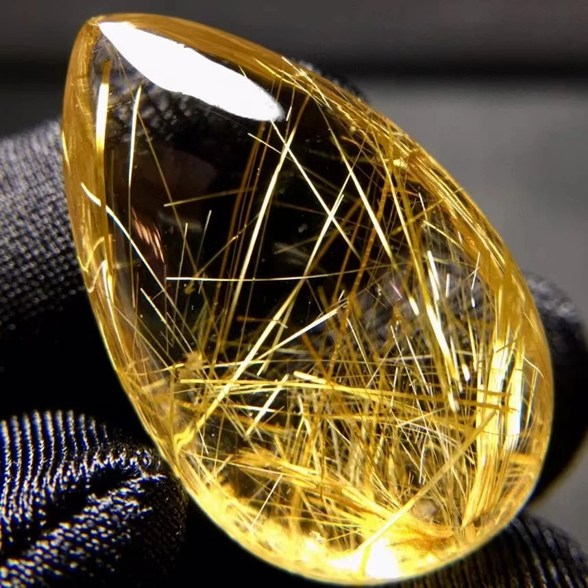

Natural Gold Rutilated Quartz Flower Pendant Water Drop Yellow Rutilated Quartz Jewelry 30*18.8*11.2mm Men Women Brazil AAAAAAA