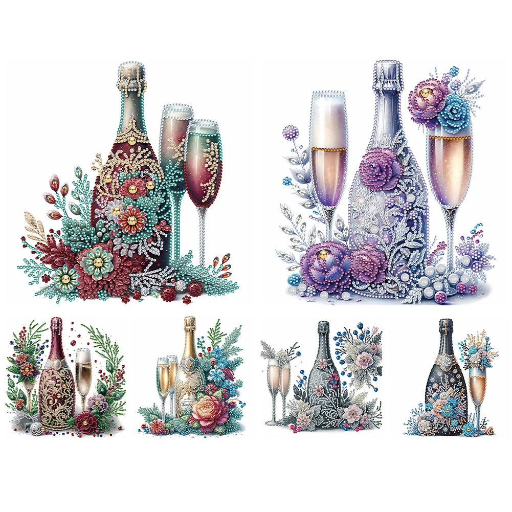 5D DIY Partial Special Shaped Drill Diamond Painting Celebrating Champagne Decor