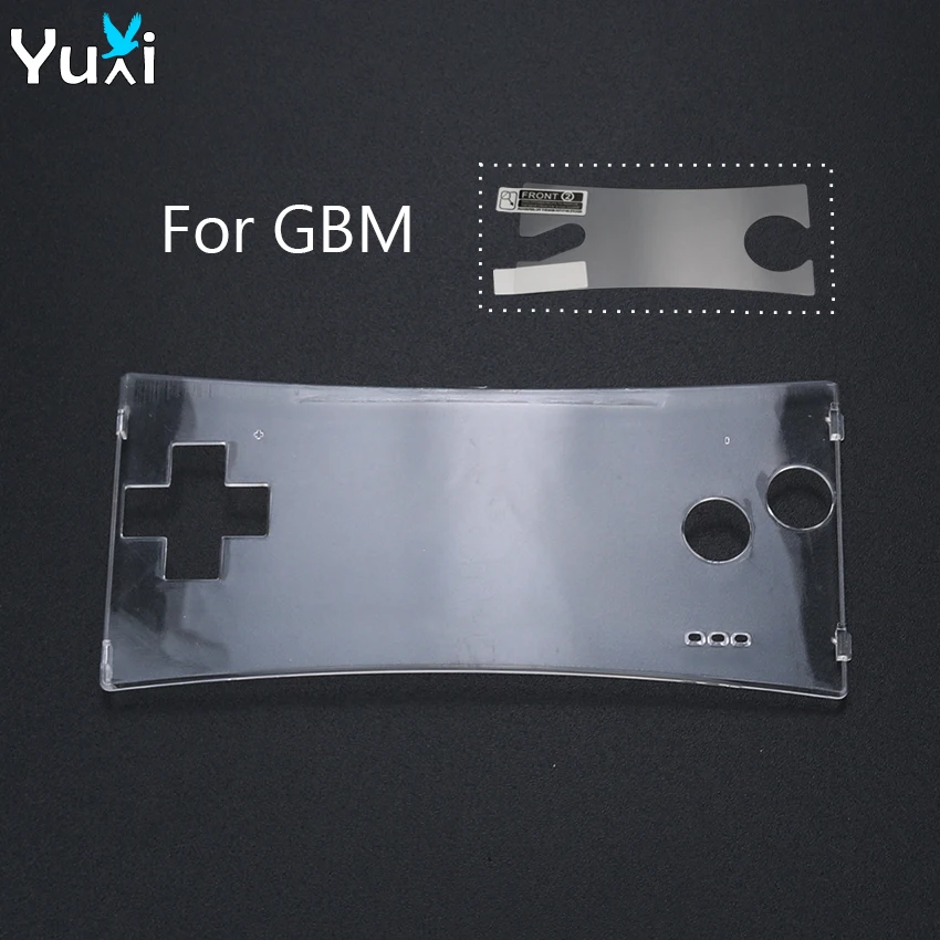 YuXi para GameBoy Micro cubierta frontal transparente para sistema GBM carcasa frontal y accesorios de película protectora