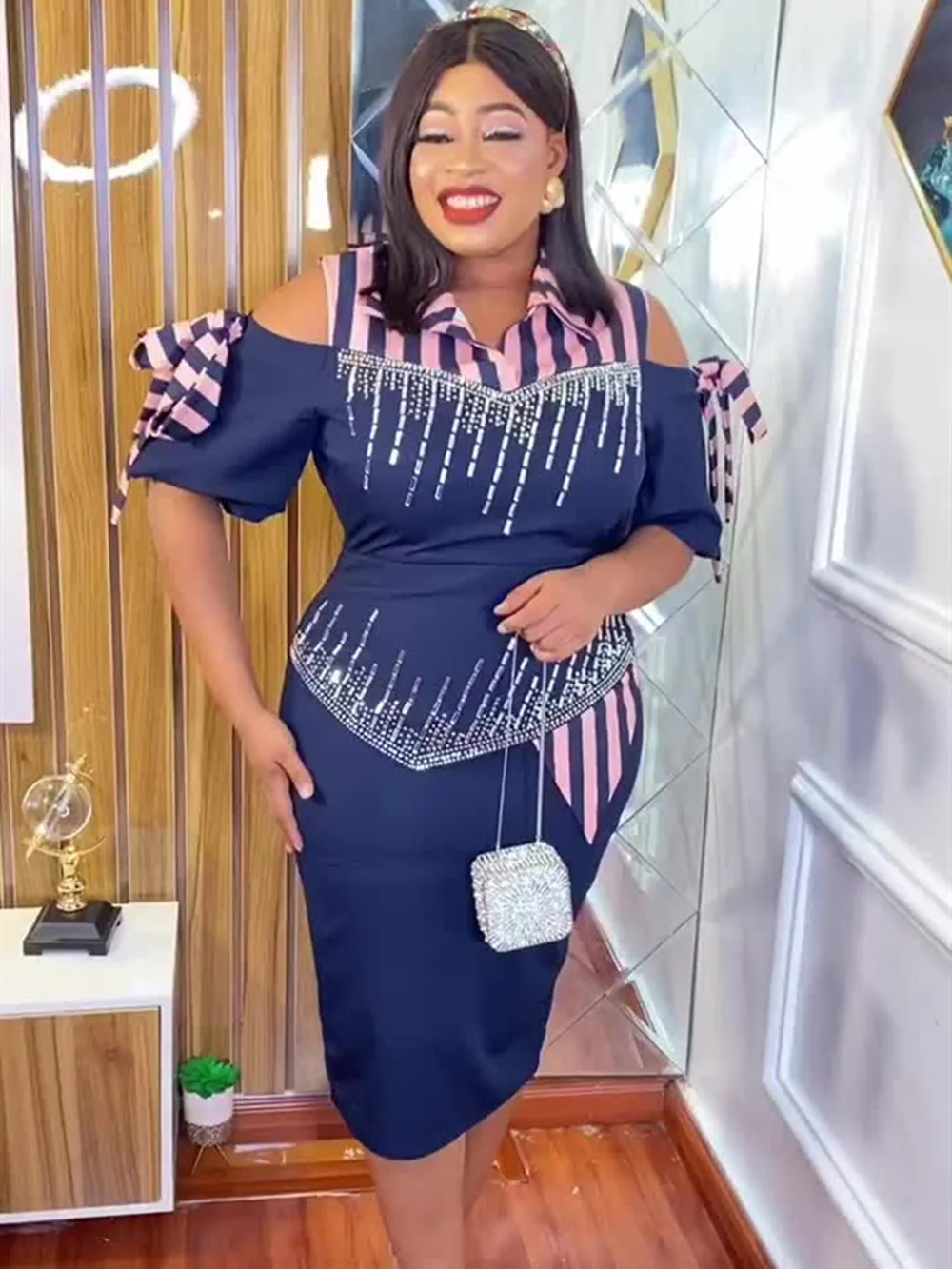 

Plus Size African Dresses for Women Bodycon Slim Midi Dress Dashiki Ankara Elegant Abaya Party Gown Femme Turkey Outfits Vestido