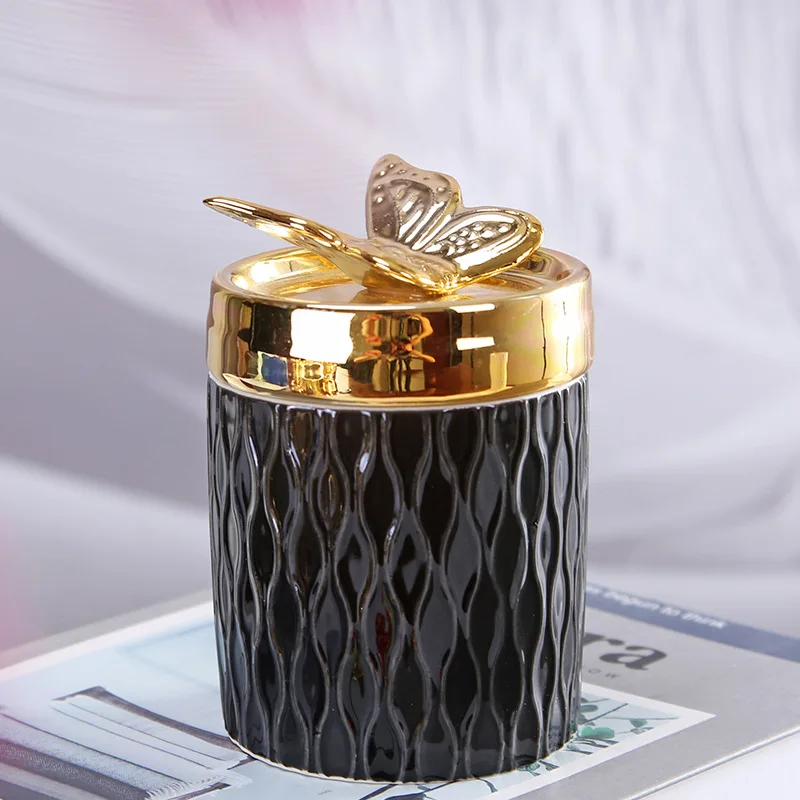 Electroplated Bird Ceramic Decorative Jar with Lid, Candle Jar, Aromatherapy Cup, Jewelry Storage Box, Handicraft Ornament 5