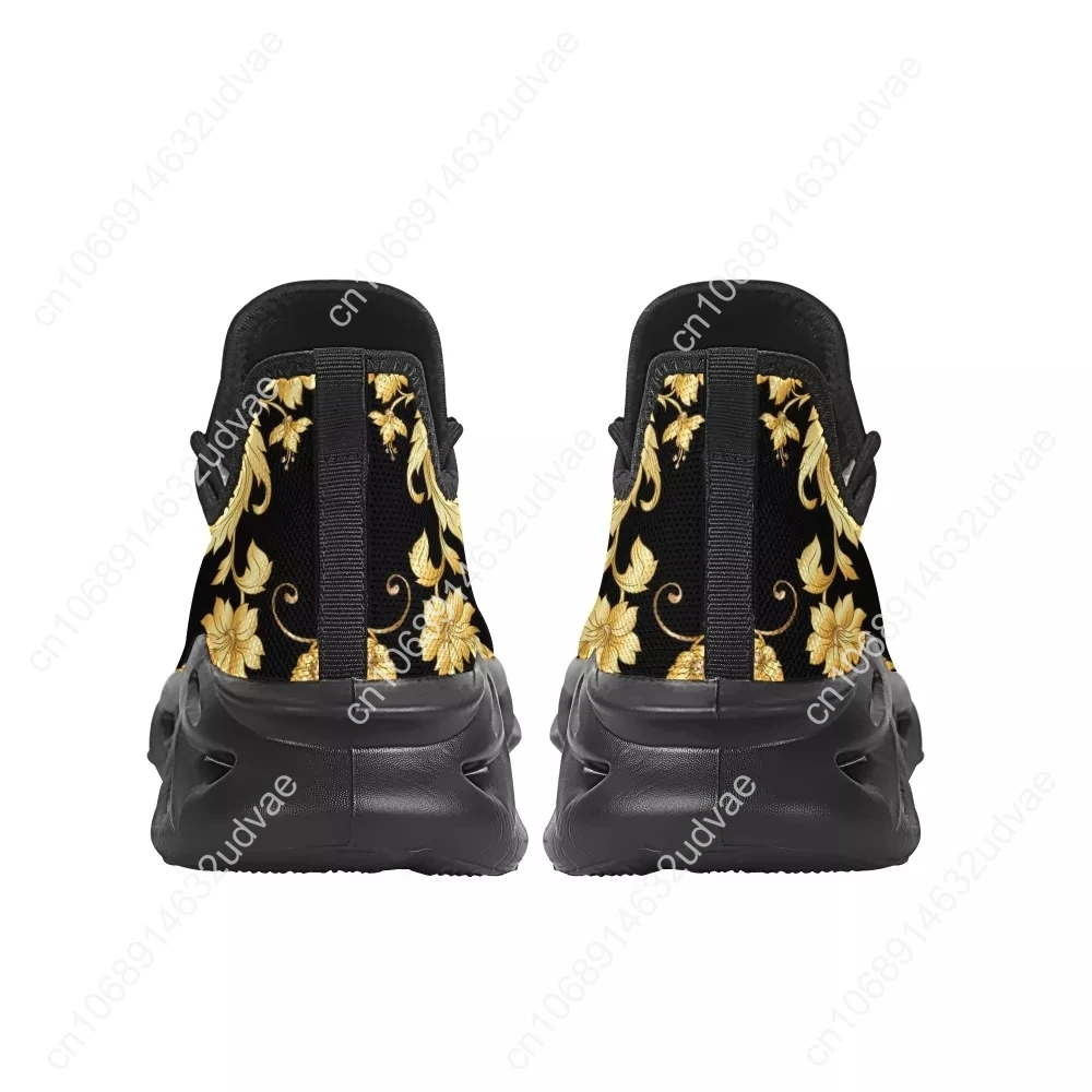 Fashion Ladies Mesh Knit Sneakers Luxury European Golden Floral Comfort Women's Walking Couple Shoes Zapatos Mujer