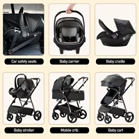 Poussette bébé 3 en 1 landau Portable luxueux voyage landau haute paysage nouveau-né bébé poussette avec porte-bébé PU 3