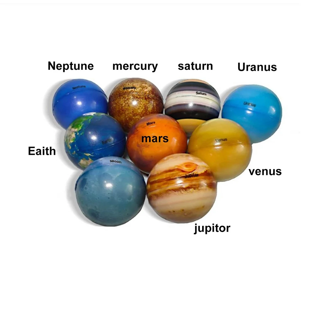 6.3cm Bouncy Ball Ball Toy Solar System Stress Relief Printing Star Ball Moon Star Ball Eight Planets Earth Globe Ball