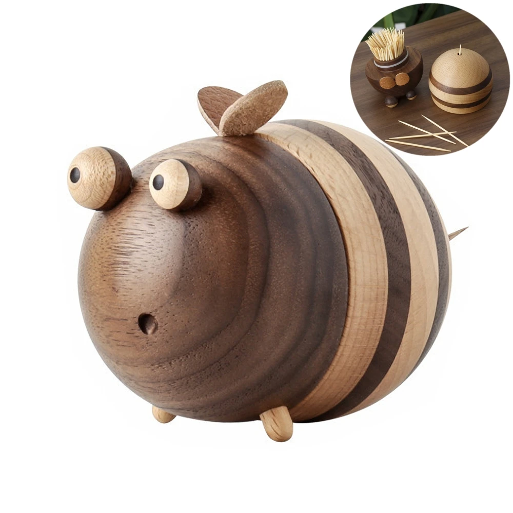 Così Carino Scatola Di Stuzzicadenti Dispenser Di Stuzzicadenti In Legno A Forma Di Ape Porta Stuzzicadenti Amici Regalo Decorazioni Per La Casa E Dec