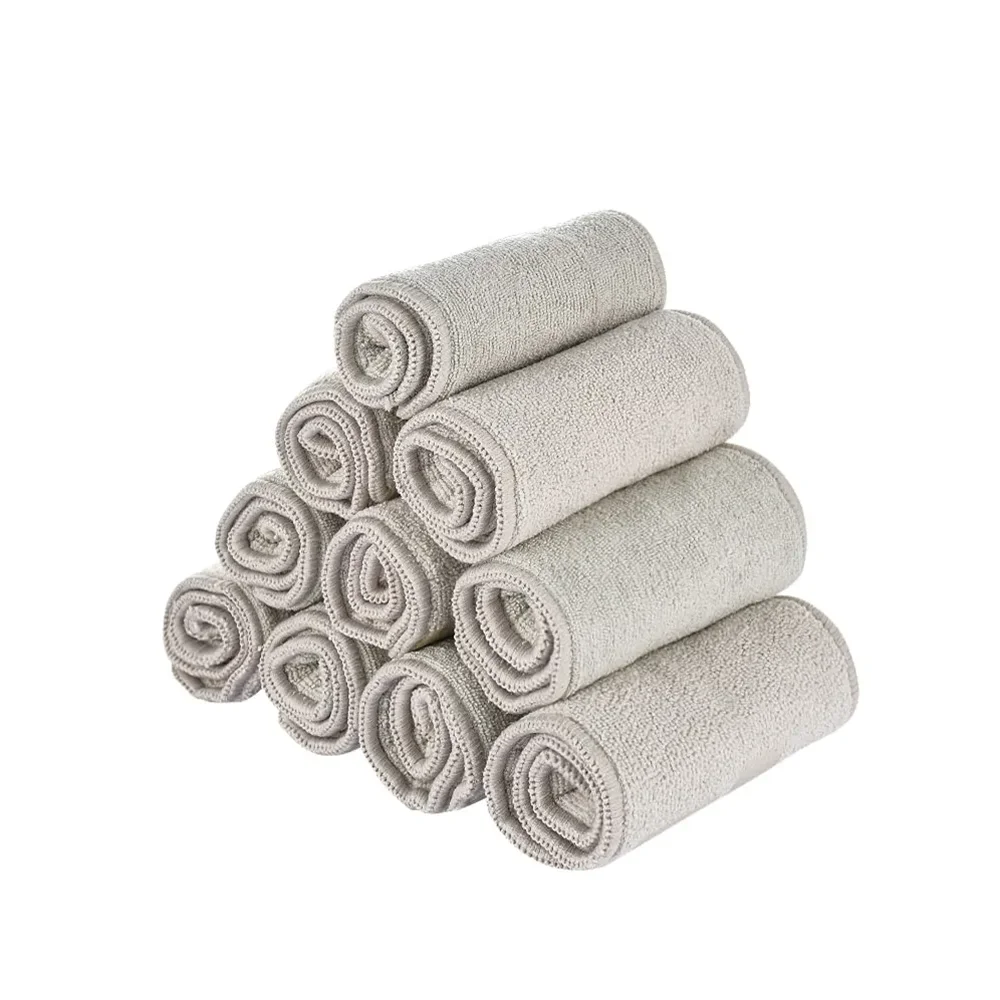 3 Layers Gray Microfiber Cloth Diaper Nappy Insert Super Absorbent 35x13.5cm Fit Baby Cloth Pocket Diaper 10pcs
