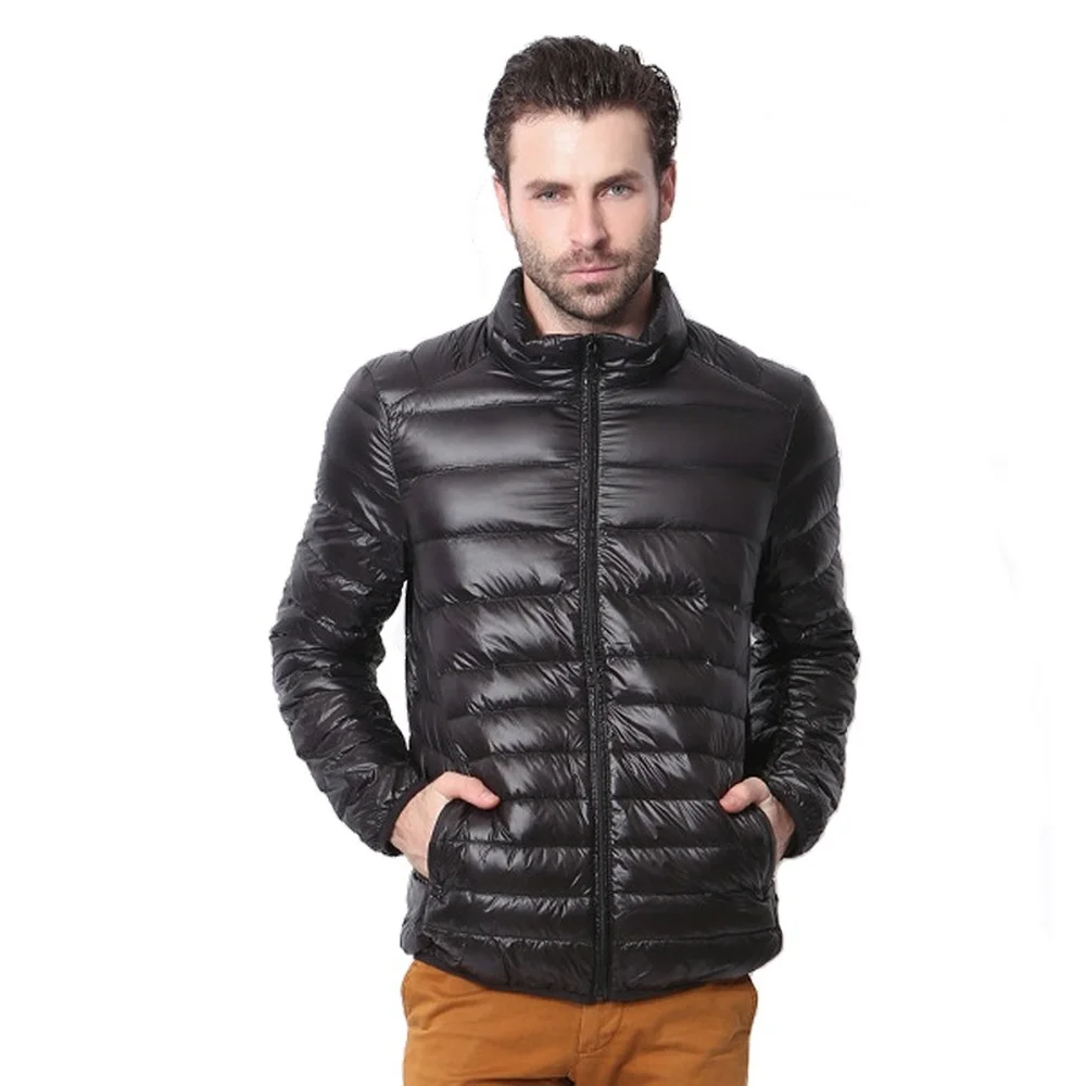 Men 7 Colors Portable Ultralight 90% White Duck Down Winter Jackets Casual Warm Lightweight Coat Outerwear W40