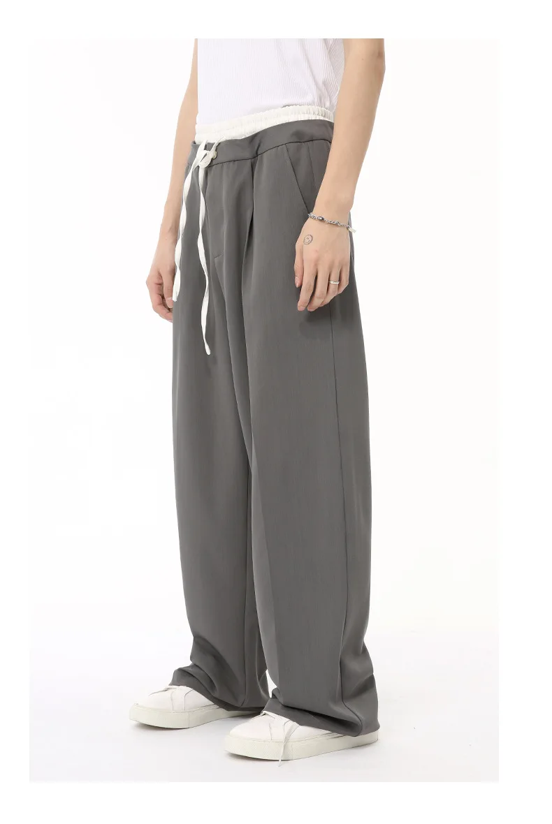 Description Picture 3 of itemIEFB Niche Style Men's Pants Pair Of Trousers Lace-up Straight Suit Bottom Wide Leg Solid Color Menwear Trend 2024 9C6586