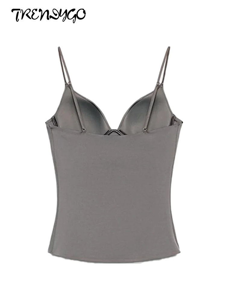 Ärmelloses, trägerloses Spaghetti-Träger-Herbst-2025, weiblich, solide Hülle, rückenfrei, Taille, Cinching-Weste, Tops, neue schicke Damen-Partykleidung