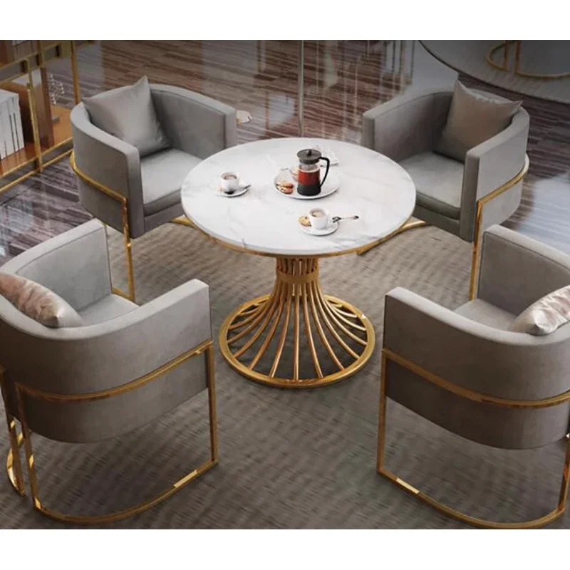 Luxury Marble Table Modern Apartment Sofa Table Creative Iron End Side Table Small Round Coffee Table Golden Round Table