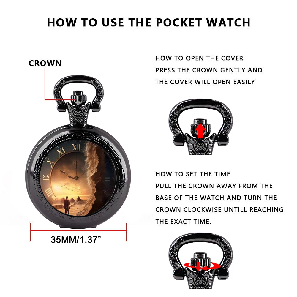 사막 탐험가들을 위한 필수품 세련된 레트로 쿼츠 포켓 시계, 시계 유리 패치