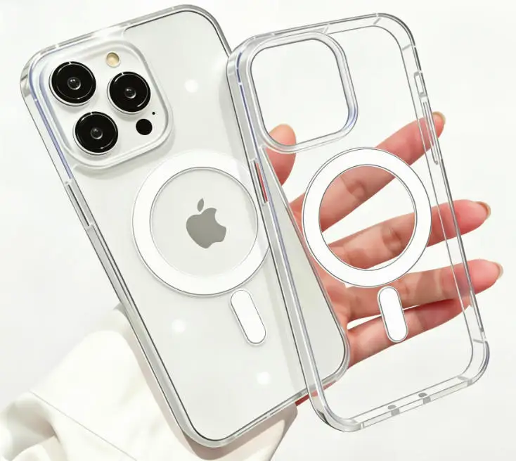 Für MagSafe Magnetische Transparente Kabellose Ladehülle für iPhone 11 12 13 14 15 16 17 Air Pro Max Plus Mini Stoßfeste PC-Abdeckung