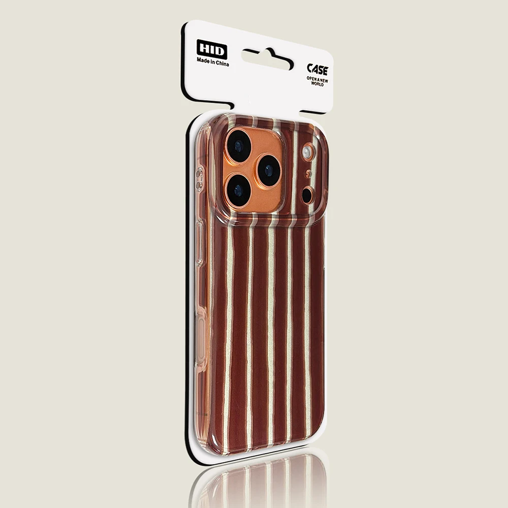 Luxury Contrasting Color Stripes Pattern Glossy Shockproof Phone Case