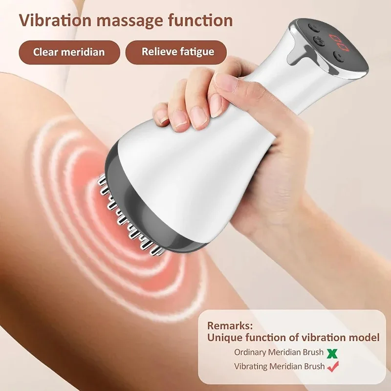Electric Meridian Brush Gua Sha Body Massager Vibrate Microcurrent Hot Compress Scraping Lymphatic Drainage Machine Fat Burner