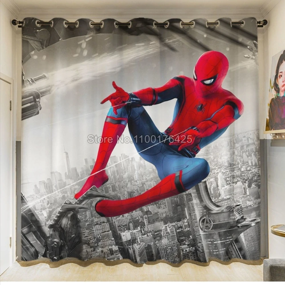 

Disney Hero Spiderman Curtain Cartoon Anime Blackout Curtain Children's Room Shading Window Drapes Home Decoration