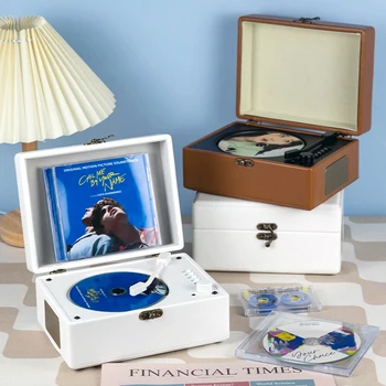 고품질 레트로 CD 플레이어, 발열 통합 무손실 CD 플레이어, 내장 스피커, 무선 블루투스 USB 재생, 충전식