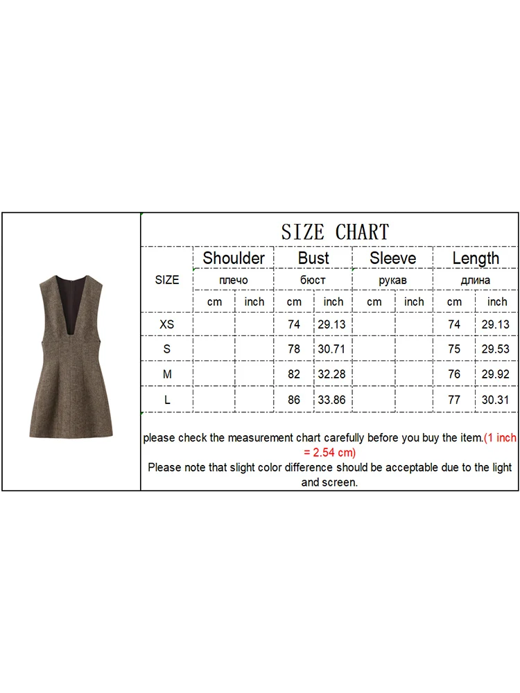 New Women's Deep V-Neck Mini Dress Fashion Sleeveless Sexy Elegant Office Ladies Simple Style Casual Vintage Commuting Dress