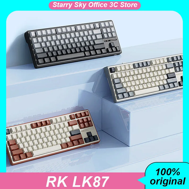 

RK LK87 механическая клавиатура, маджонг со звуком, 3 режима, Беспроводная Bluetooth Проводная клавиатура с горячим подключением, RGB, для киберспорта, Игровая клавиатура, аксессуары для ПК