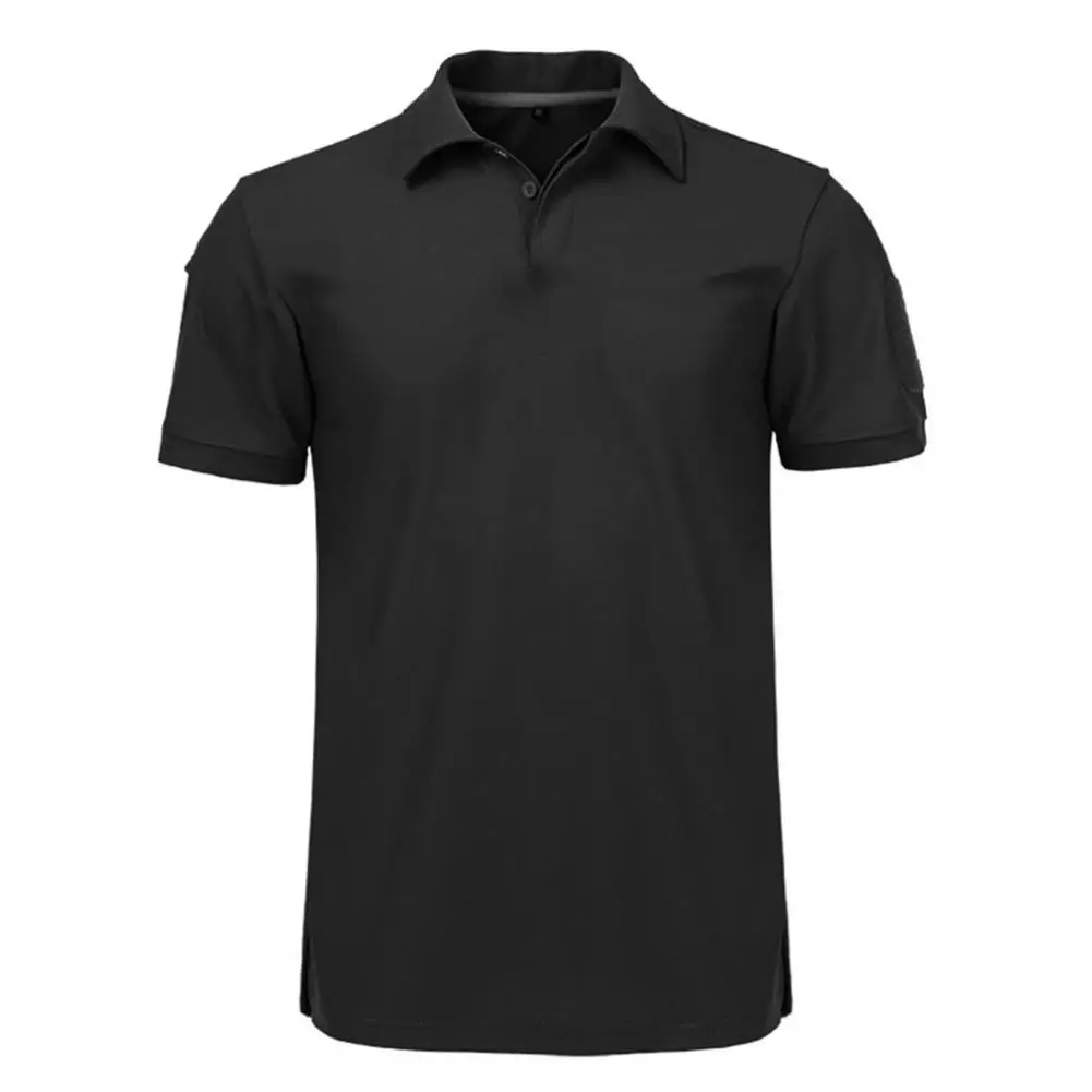 Sport T Shirt Outdoor Camping Hiking Men Military Short Sleeve Solid Color Buttons Top Quick Drying Ladies T Shirt Work T-shirt