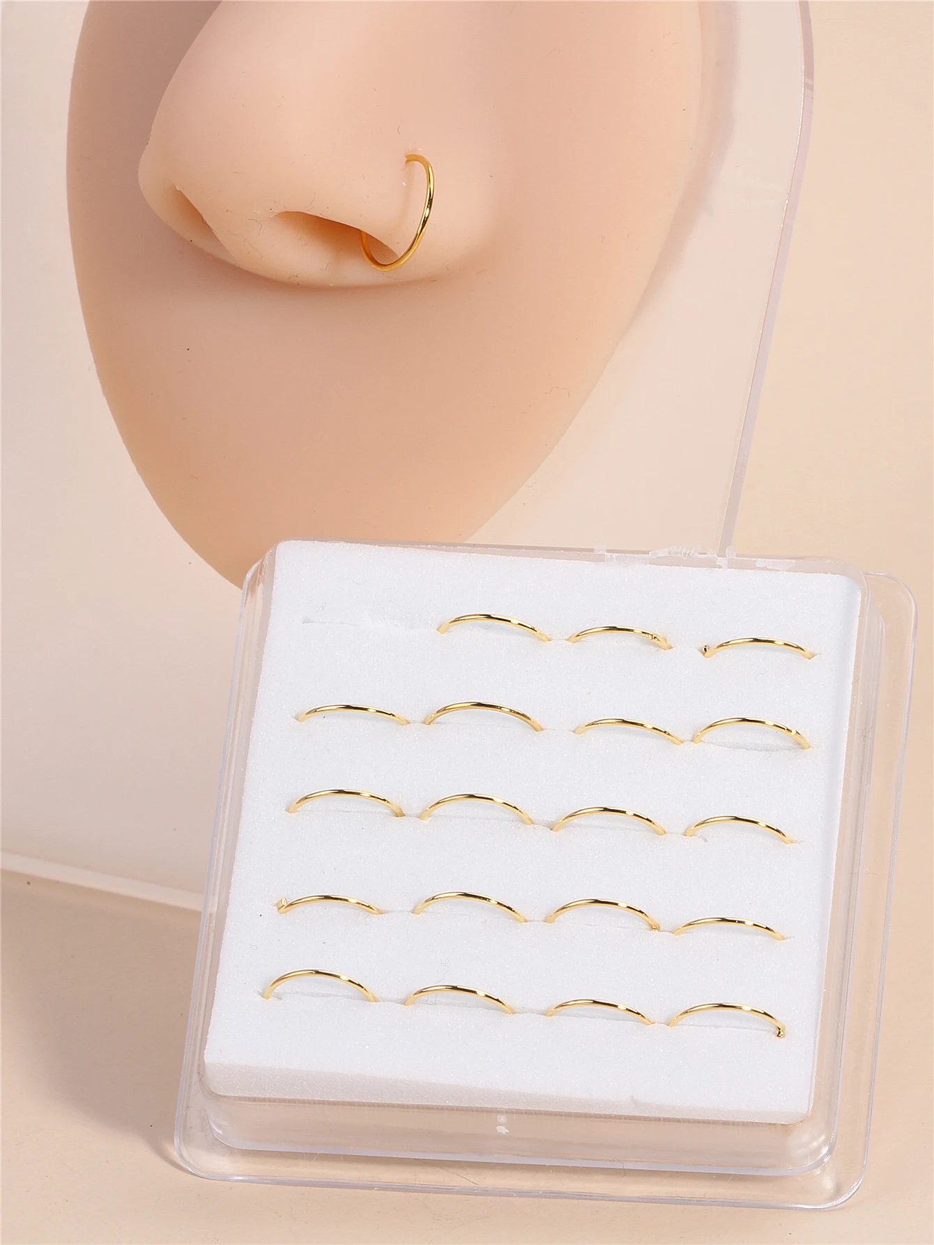 Nose Rings Piercing Jewelry Body Piercing Jewelry Body Jewelry 20PCS 10MM Hoop Nose Rings for Women Men Silver Gold Color Simple Classic Round