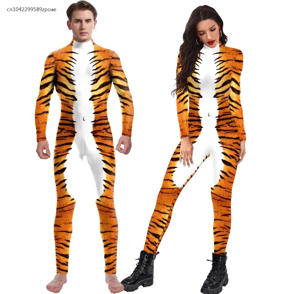 

Cosplay Animal Women Jumpsuit Tiger Snake 3D Print Halloween Carnival Party Spandex Zentai Full Bodysuit Cosplay Costume Outfit