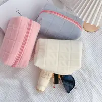 Cute Fur Makeup Bag for Women Zipper Large Solid Color Cosmetic Bag Travel Make Up Toiletry Bag Washing Pouch Plush Pen Pouch 2
