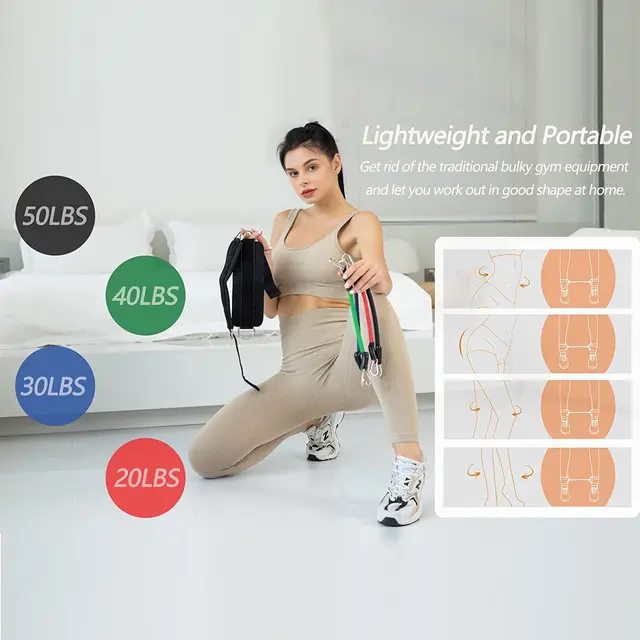 Elastic Resistance Band Suit, Ankle Straps, Gym Equipment, Home Legs Fitness, Workout Sport Equipment, High Quality, 7Pcs 3
