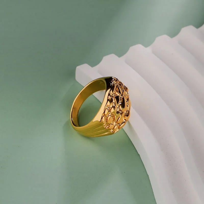 1PC Stainless Steel Mens Nugget Ring Hip Hop Fashion Jewelry Gifts