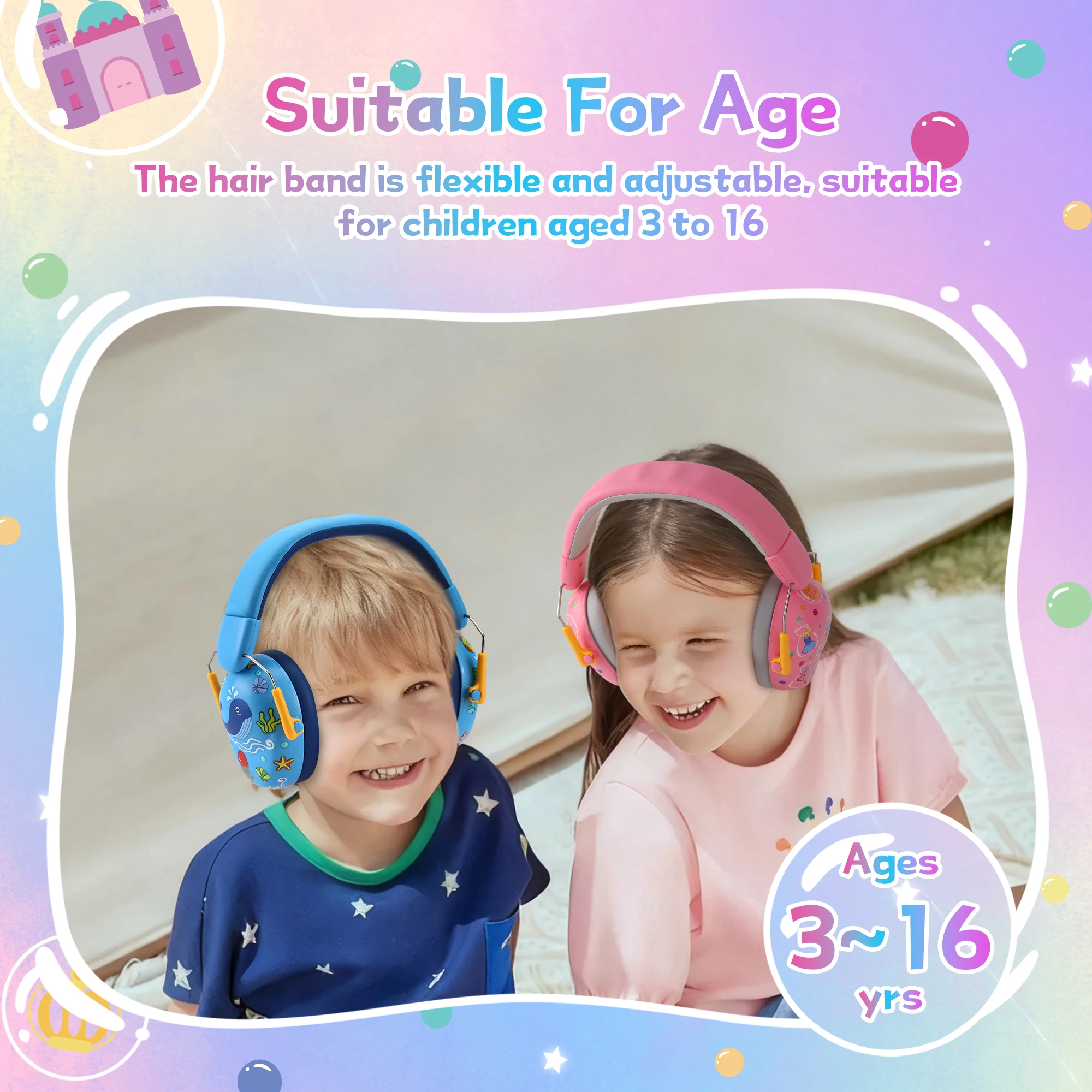 Ear Protection HeadPhones SNR 26dB Earmuffs for Autism Children Toddler