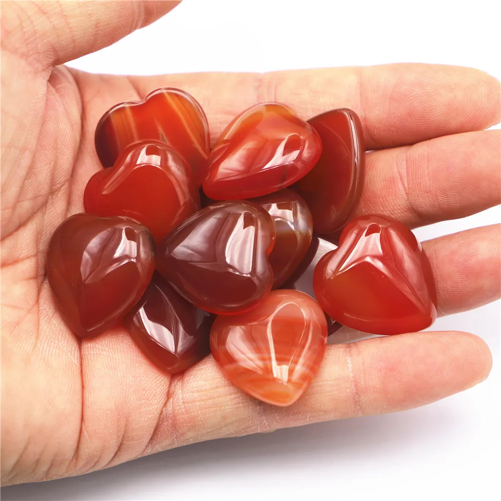 23x25mm Natural Stone Heart Onyx Cab Cabochon Epidote Red Agate Beads for DIY Jewelry Making 12pcs Dropshipping Free Shipping