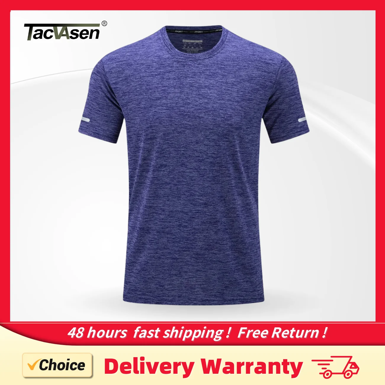 TACVASEN Quick Dry Summer T-shirts Mens Running Jogging T-shirts Crew Neck Athlete Sports Gym Fitness Pullover Reflective Shirts