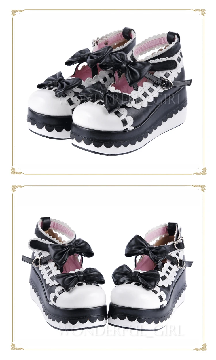 Neue japanische Lolita Plateauschuhe Prinzessin Cosplay Schuhe mit Schleife Größe 35-47 12