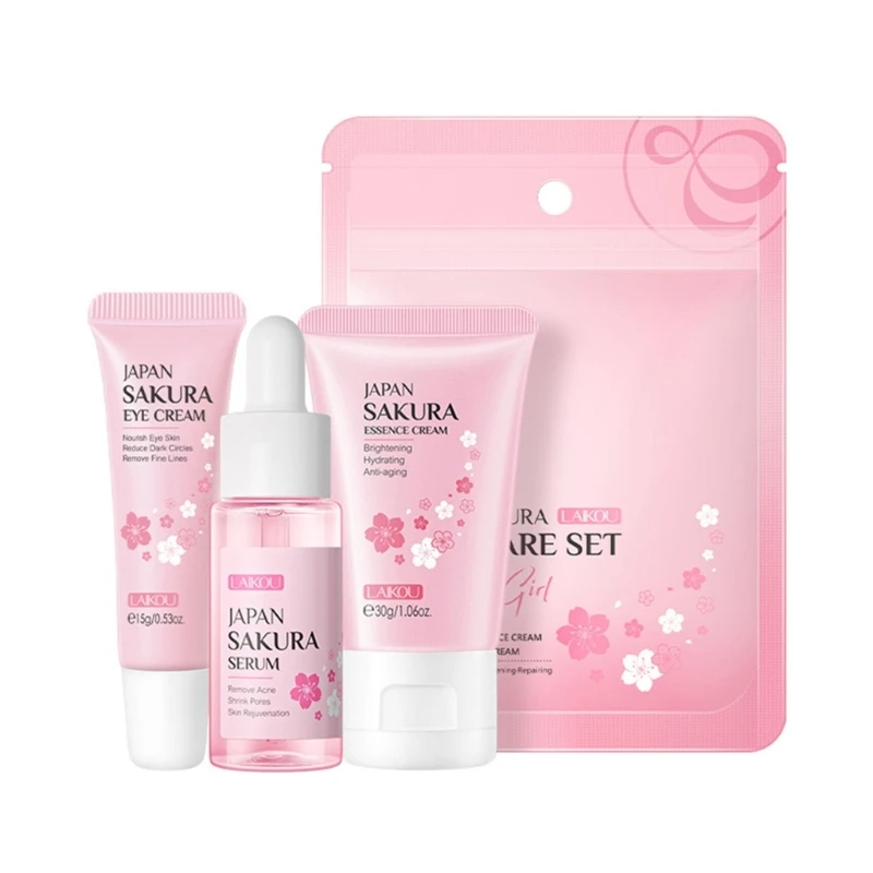

Набор для ухода за лицом «Сакура» Cherry-Blossoms Essence Cream Крем для глаз Essence Toner для лица R3MF