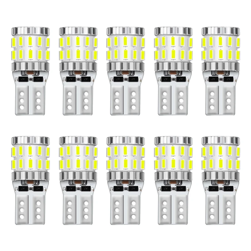 

10X T10 W5W LED Canbus Bulbs 168 194 3014 SMD Car Parking Light License Plate Light Clearance Lights Reading Lamps White