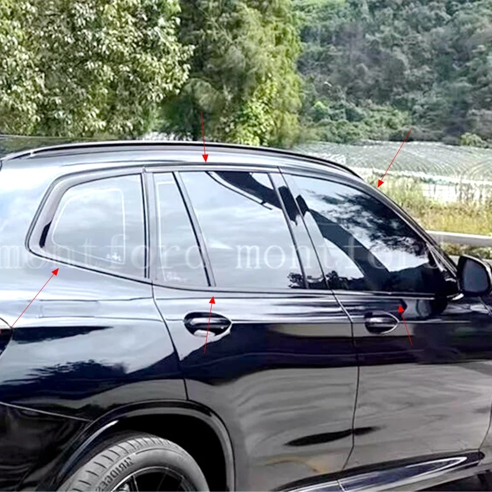 자동차 스타일링 블랙 스틸 윈도우 몰딩 프레임 스트립 트림 커버, BMW X3 F25 G01 2011-2024 (블랙)