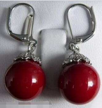 

10mm Red Coral Beads 925 silver Hook Earrings Factory wholesale price bead Coral