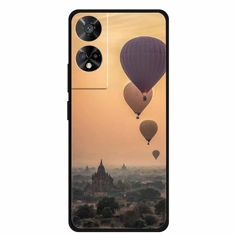 Original Soft Silicone TPU Phone Case Back Cover - Fashion Planet Design, Black Bumper