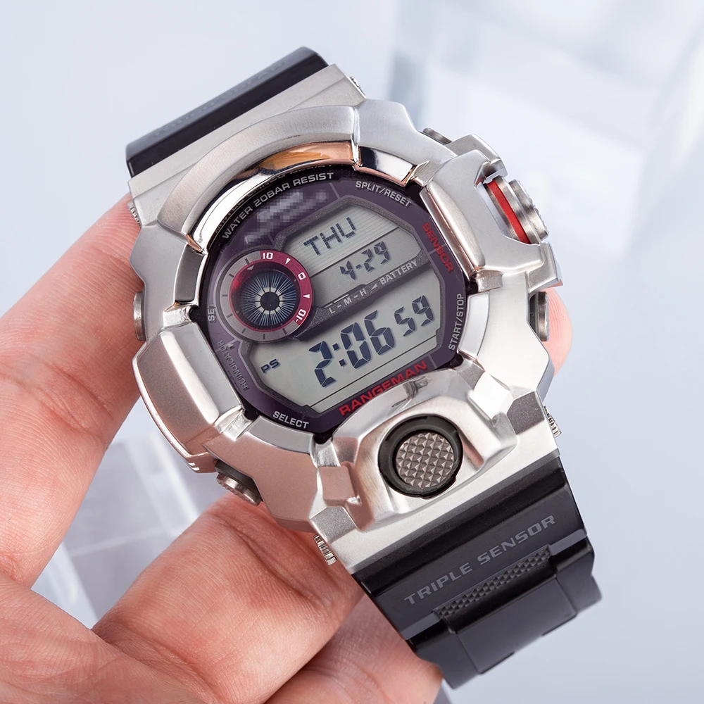 Metal Rangeman 9400 GW9400 Black Silver Metal Watchband Watch Case