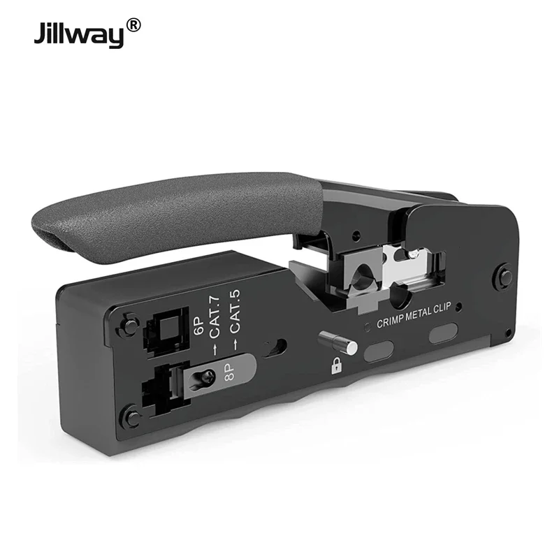 

Jillway RJ45 RJ11 Network Ethernet Cable Crimping and Stripping Tool Compact Modular Crimper for Cat5/Cat5E/Cat6/Cat6A/Cat7 Plug