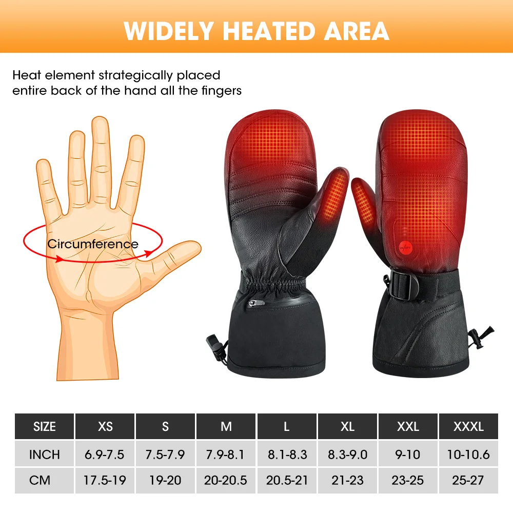 Unisex Far Infrared Heated Mitten Gloves Carbon Fiber Heating 3 Shift Temperatures Battery Heated Mitten Gloves SHGS38 5